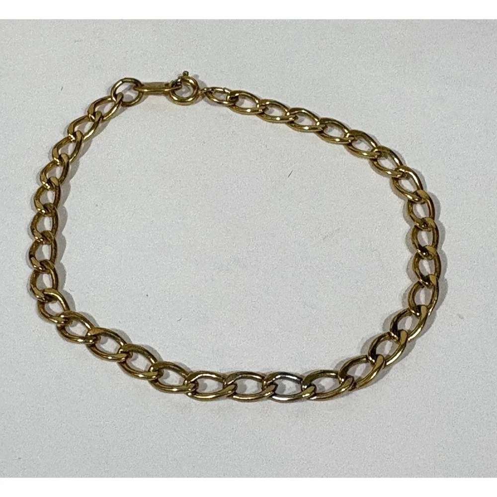 Avon Vintage Women’s Signed Gold Tone Curb Link Classic 7.5” Chain Bracelet